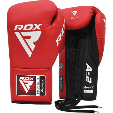 RDX APEX Competition/Fight Lace Up Boxing Gloves – Red