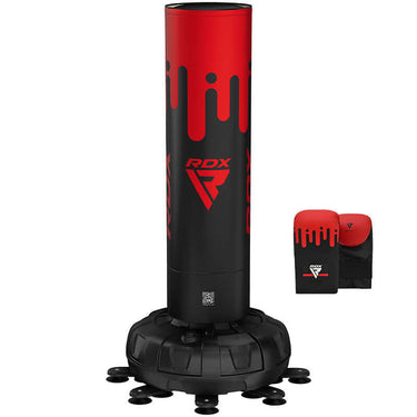 RDX F9 6ft Adults Free Standing Punch Bag With Bag Mitts For Training & Workout Set – Red