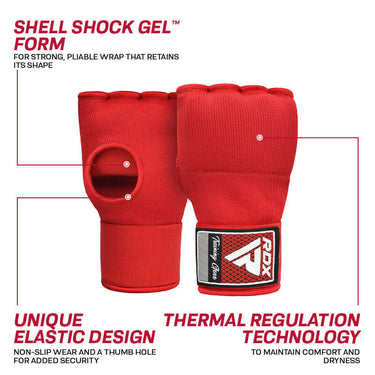 RDX IS Gel Padded Inner Gloves Hook & Loop Wrist Strap for Knuckle Protection OEKO - TEX® Standard 100 certified - RDX Sports | Switzerland #color_red
