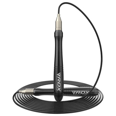 RDX W2 Adjustable 10.3ft Skipping Rope with Non-Slip Aluminium Handles – Black