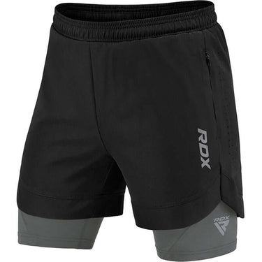 T16 2-in-1 Compression MMA Shorts – Black