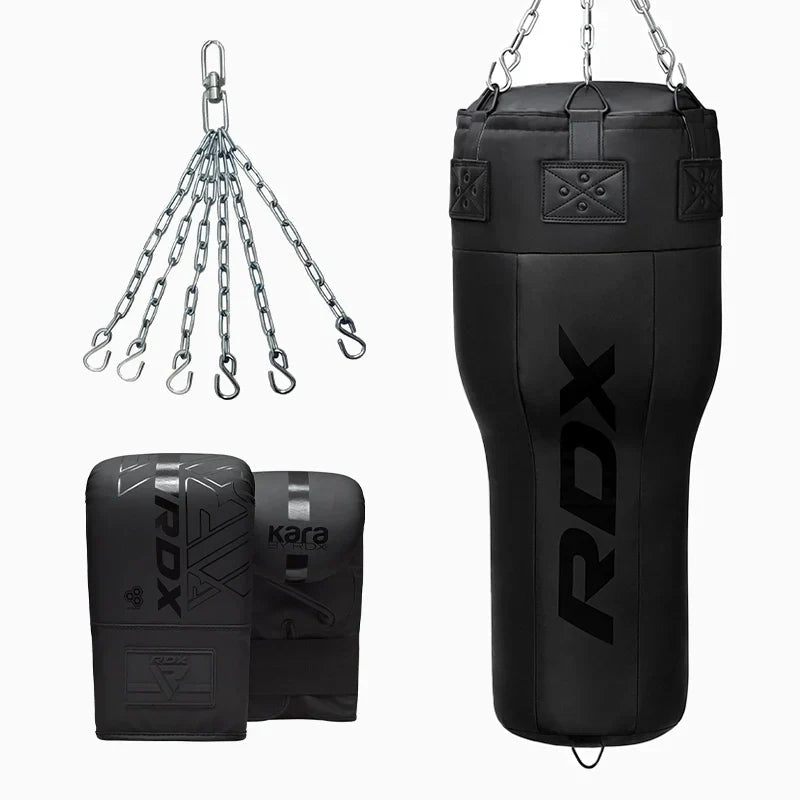 RDX 3 - in - 1 Angle Punch Bag Full Black with Gloves Set - RDX Sports | Switzerland