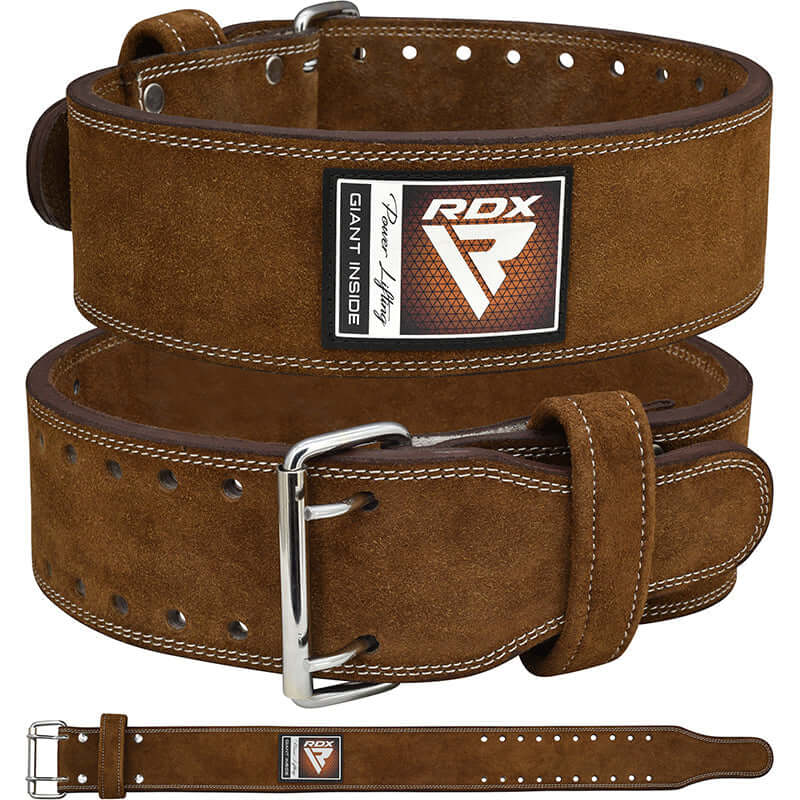 RDX 4PN Suede Leather Brown Powerlifting Belt - RDX Sports | Switzerland