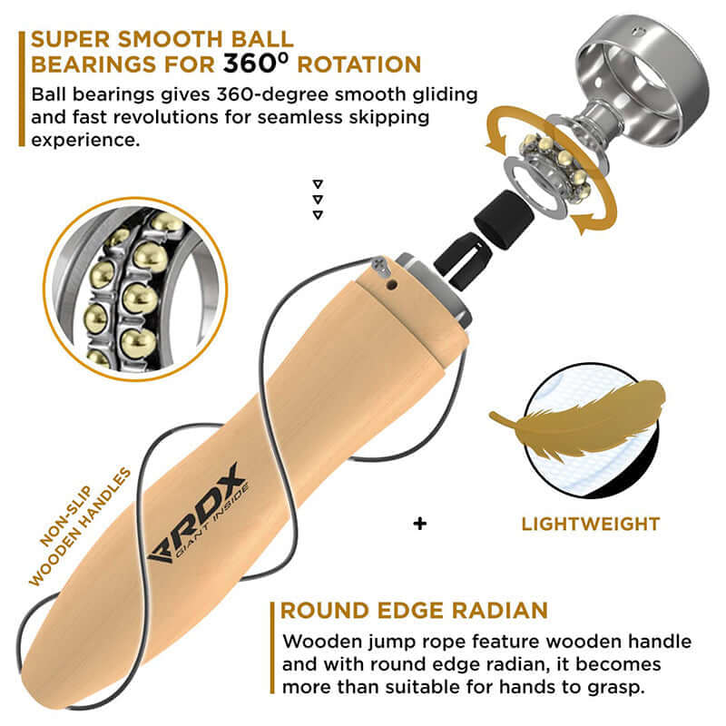 RDX BR 10.3ft Wooden Handles Skipping Rope - RDX Sports | Switzerland