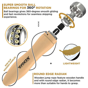 RDX BR 10.3ft Wooden Handles Skipping Rope