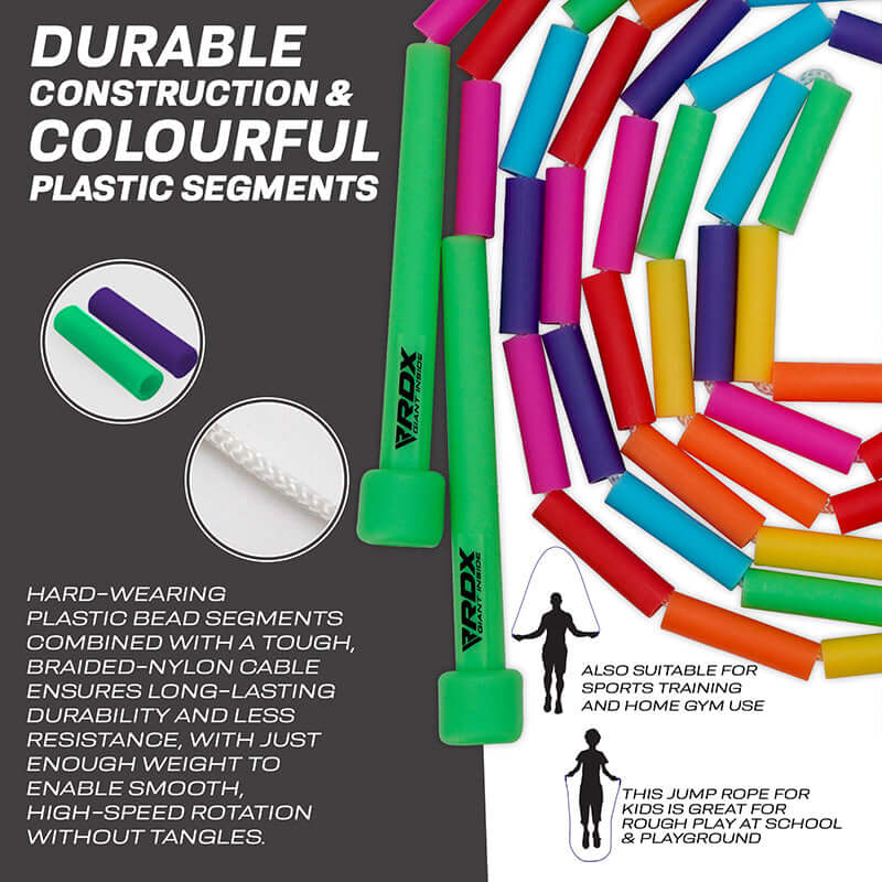 RDX BR Rainbow Color Braided Nylon Tangle - Free 10ft Kids Skipping Rope - RDX Sports | Switzerland
