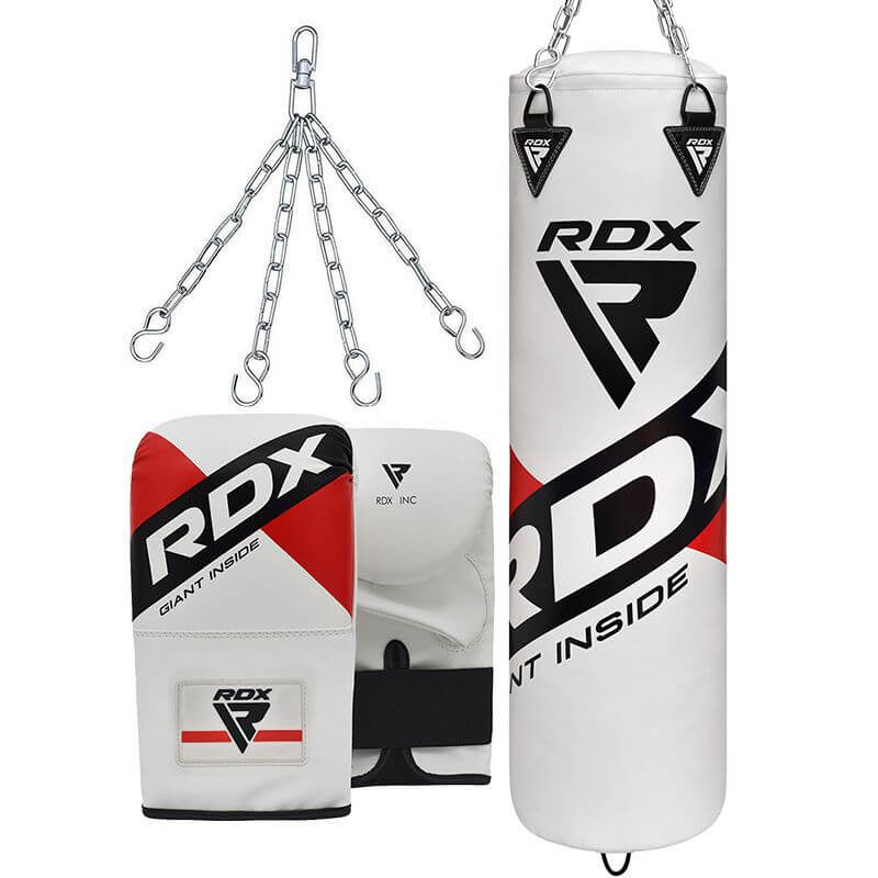 RDX F10 4ft / 5ft 3 - in - 1 Punch Bag with Gloves in White Set - RDX Sports | Switzerland