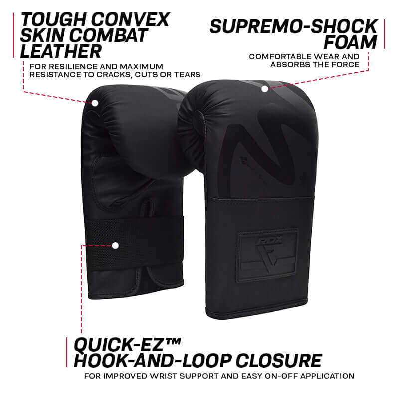 RDX F15 Noir Bag Gloves 4oz Black - RDX Sports | Switzerland