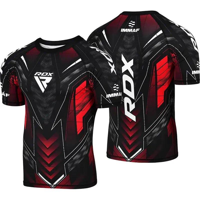 RDX IMMAF Approved Half Sleeves Compression Shirt Red - RDX Sports | Switzerland