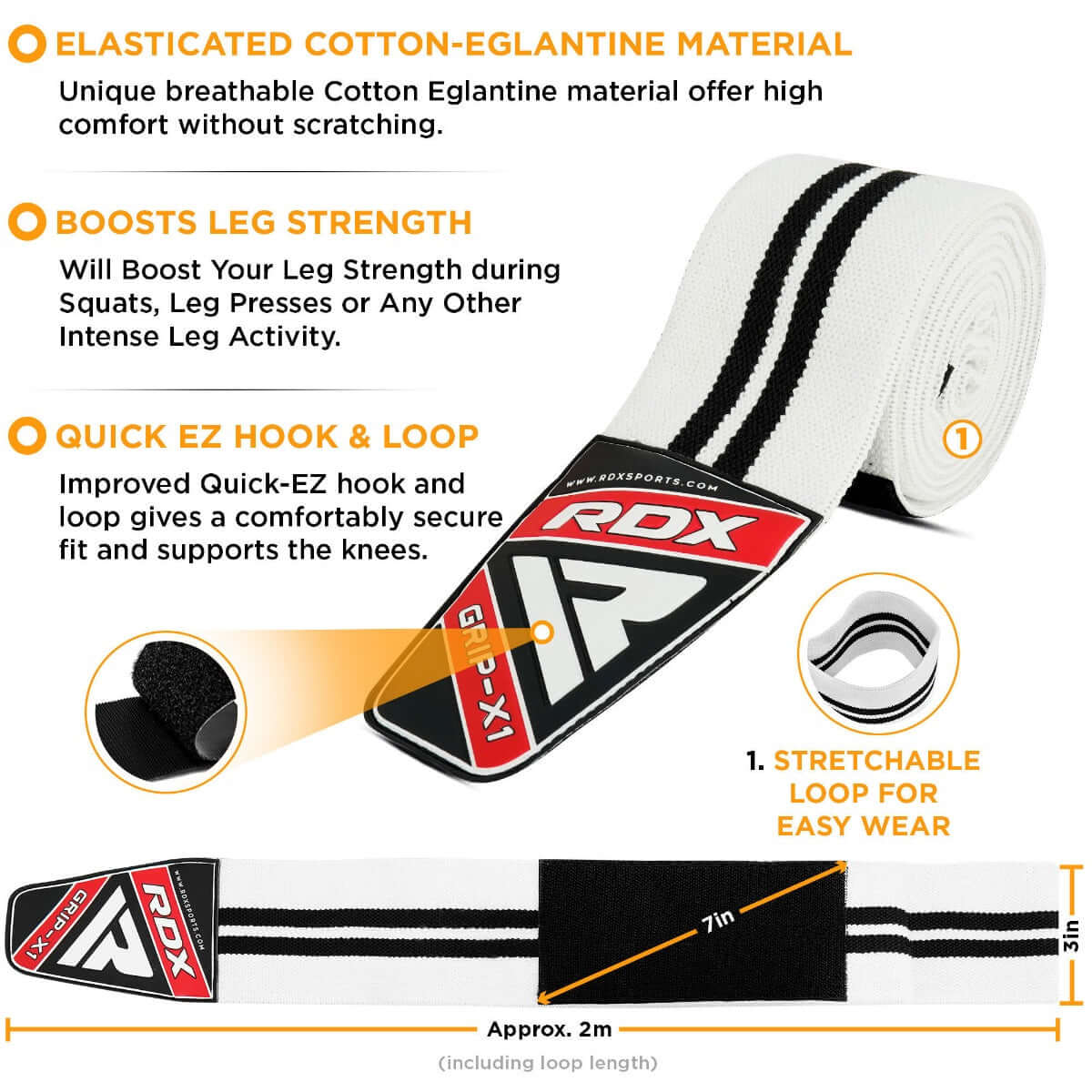 RDX K1 Elasticated Knee Compression Bandage Wraps OEKO - TEX® Standard 100 certified - RDX Sports | Switzerland