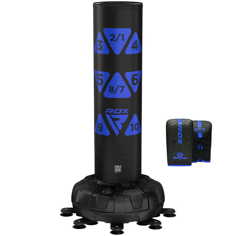 RDX KT Ronin 6ft 2 - in - 1 Blue Free Standing Target Punch Bags With Mitts Set - RDX Sports | Switzerland