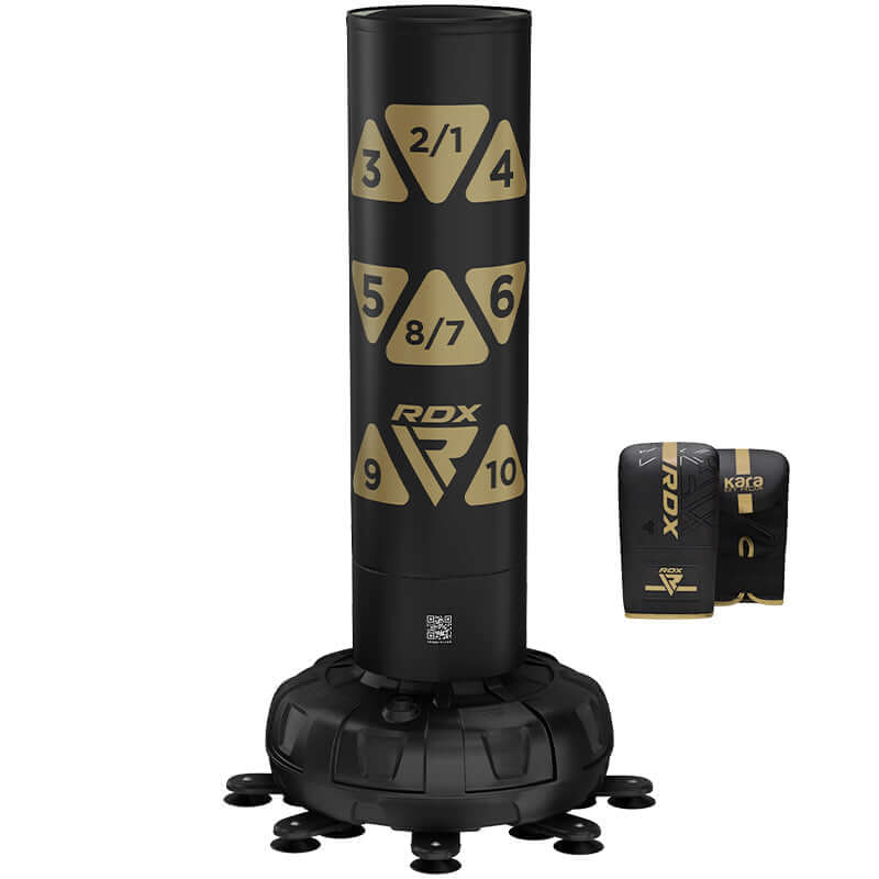 RDX KT Ronin 6ft 2 - in - 1 Golden Free Standing Target Punch Bags With Mitts Set - RDX Sports | Switzerland