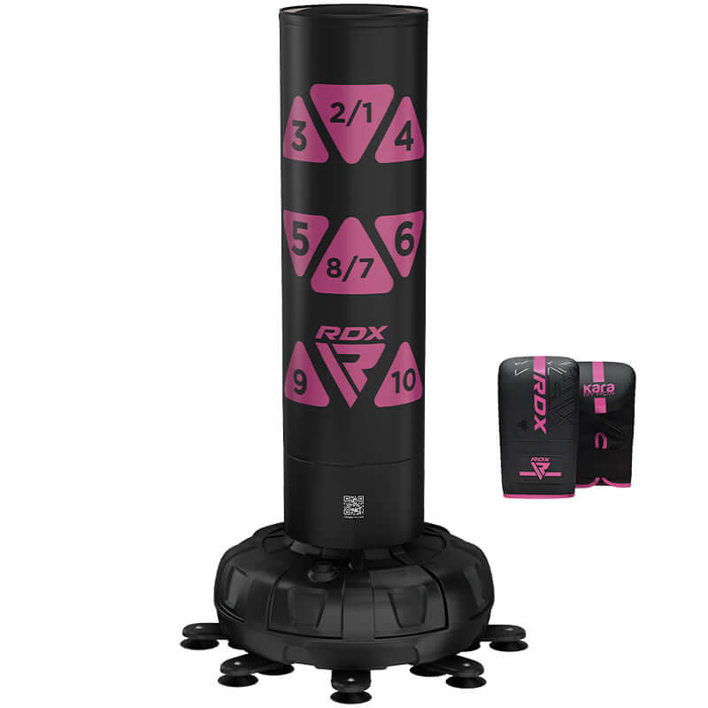 RDX KT Ronin 6ft 2 - in - 1 Pink Free Standing Target Punch Bags With Mitts Set - RDX Sports | Switzerland