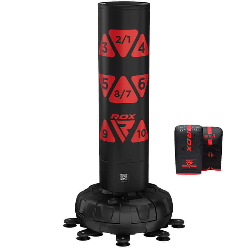 RDX KT Ronin 6ft 2 - in - 1 Red Free Standing Target Punch Bags With Mitts Set - RDX Sports | Switzerland