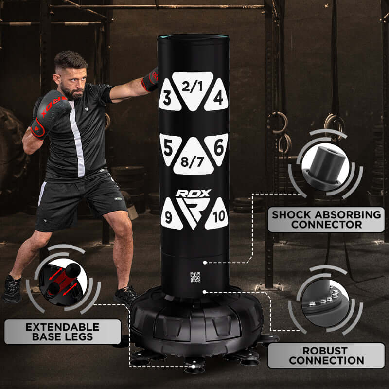 RDX KT Ronin 6ft 2 - in - 1 white Free Standing Target Punch Bag With Mitts Set - RDX Sports | Switzerland