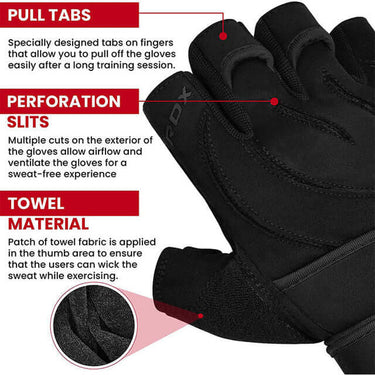 RDX L4 Halbfinger-Fitnesshandschuhe aus Leder