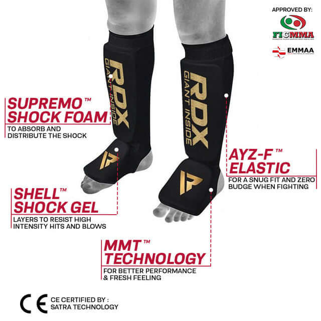 RDX SI MMA Gel Padded Lightweight Shin Instep Guard OEKO - TEX® Standard 100 certified - RDX Sports | Switzerland