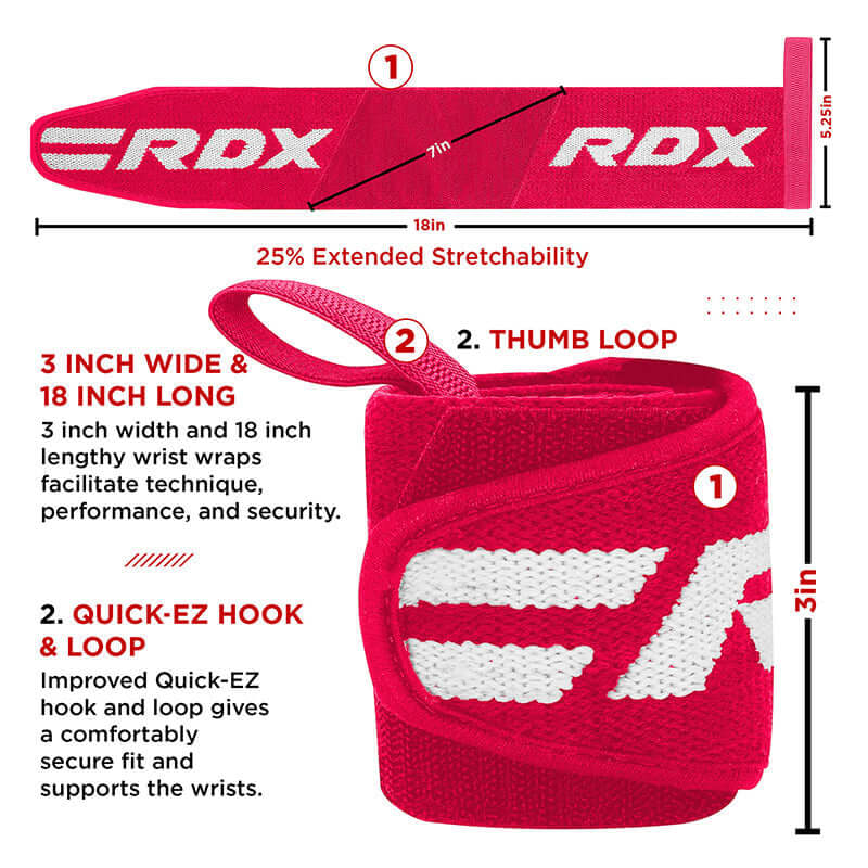 RDX W2 Powerlifting Wrist Wraps Pink for Women - RDX Sports | Switzerland