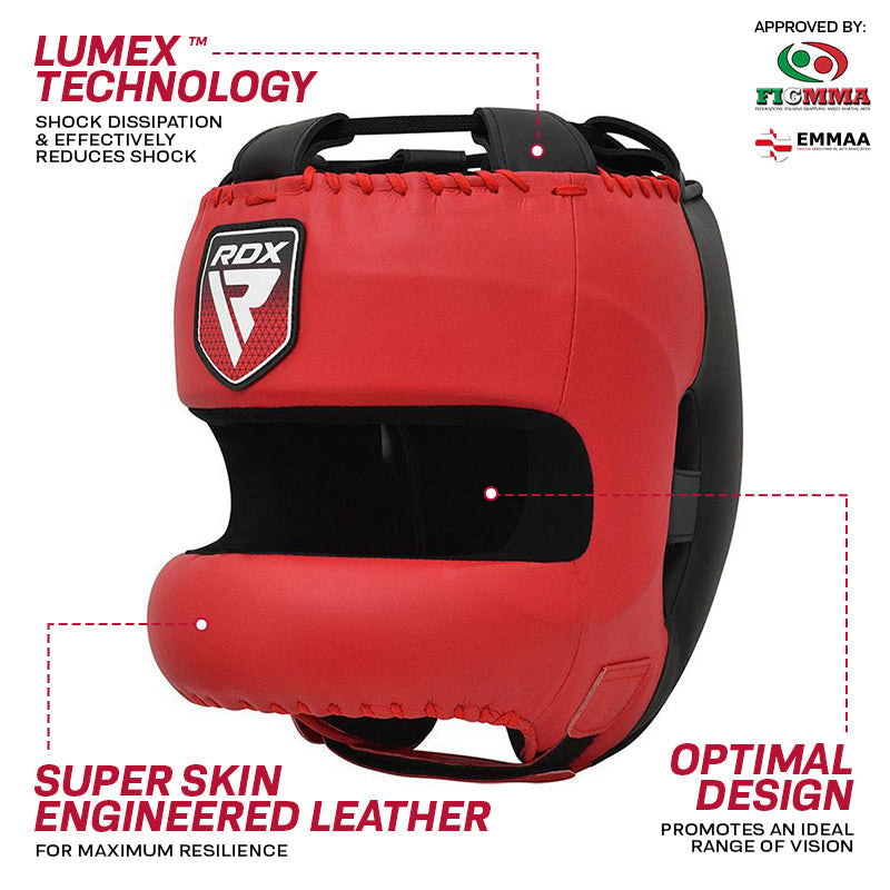 RDX APEX Boxing Head Gear With Nose Protection Bar#color_red