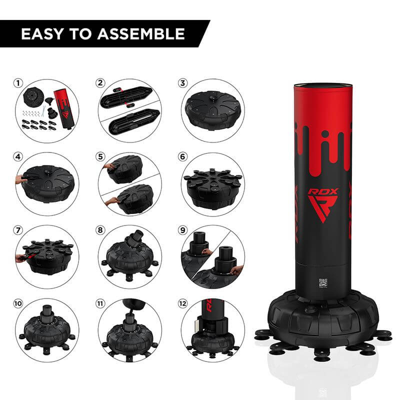 RDX F9 6FT  ADULTS FREE STANDING PUNCH BAG WITH BAG MITTS FOR TRAINING & WORKOUT SET#color_red