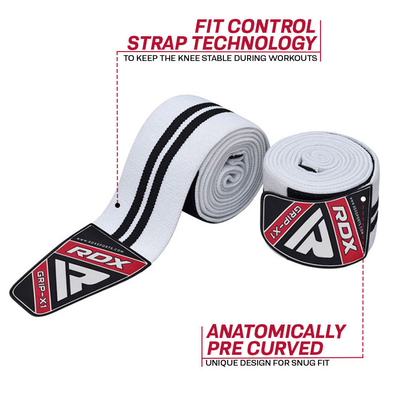 RDX K1 Elasticated Knee Compression Bandage Wraps#color_white