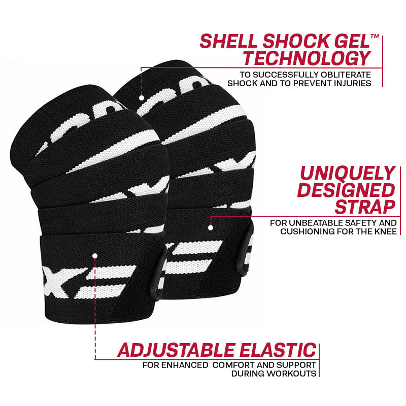 RDX K2 Compression Knee Wraps OEKO-TEX® Standard 100 certified#color_black