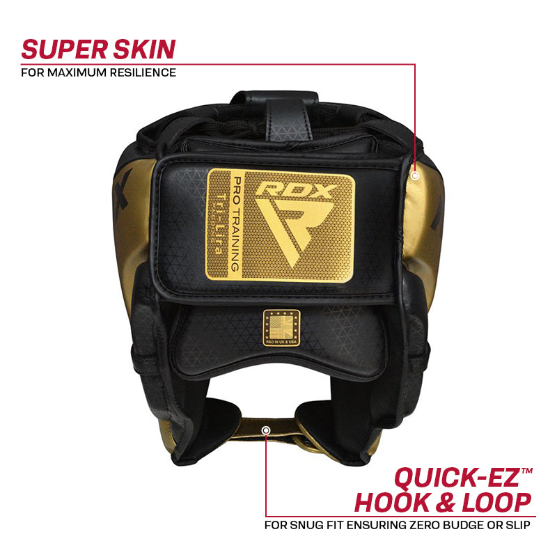 RDX L1 Mark Pro Cheek Boxing Training Head Guard#color_gold