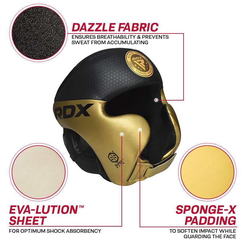 RDX L1 Mark Pro Cheek Boxing Training Head Guard#color_gold