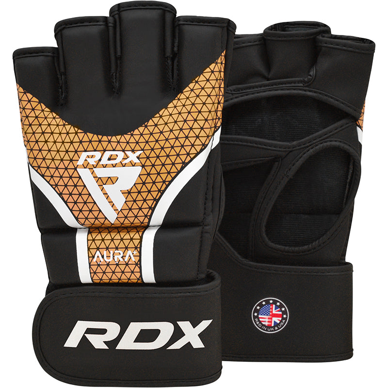 RDX T17 AURA MMA Grappling Training Gloves Gel Padded#color_gold
