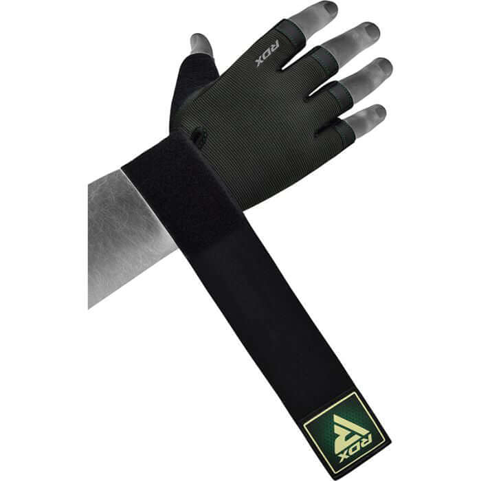 RDX T2 Weightlifting Half Finger Gym Gloves#color_green