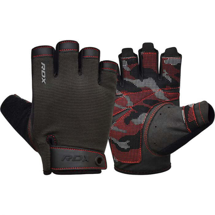 RDX T2 Weightlifting Half Finger Gym Gloves#color_red
