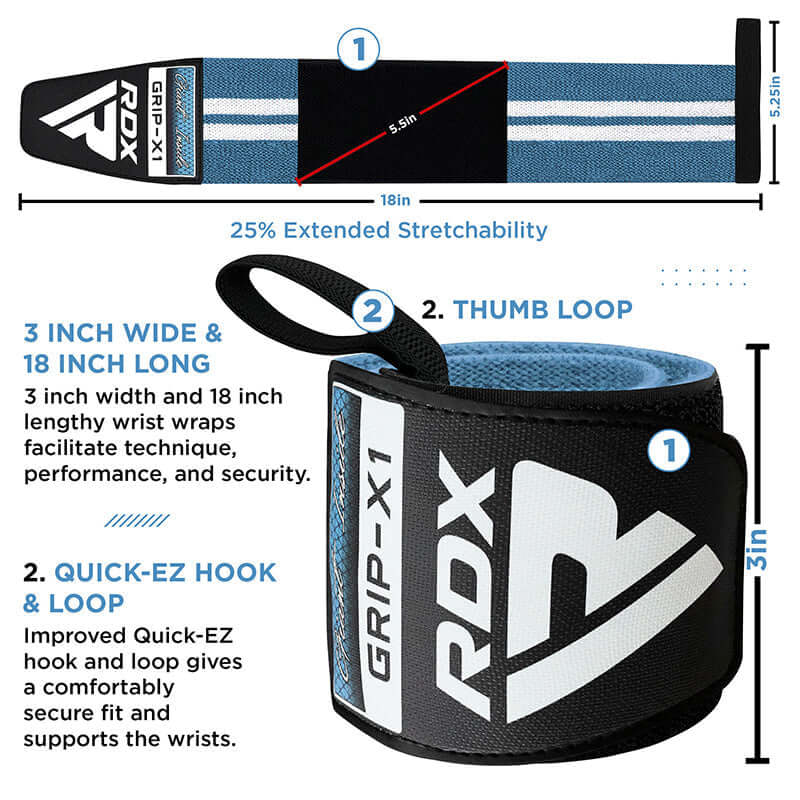 RDX W4 Wrist Support Wraps for Weight Lifting#color_sky-blue