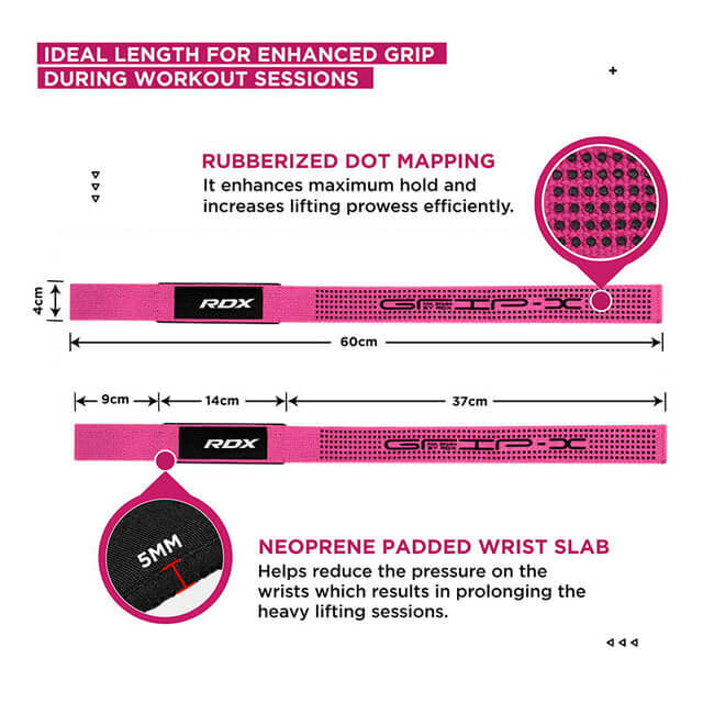 RDX S4 Weightlifting Wrist Straps#color_pink