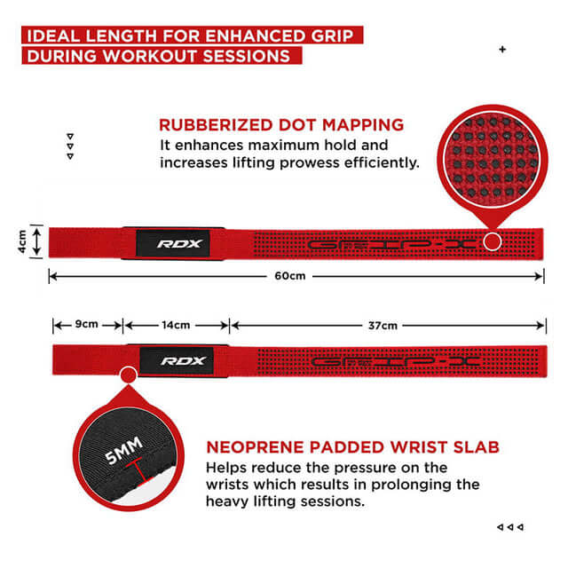 RDX S4 Weightlifting Wrist Straps#color_red